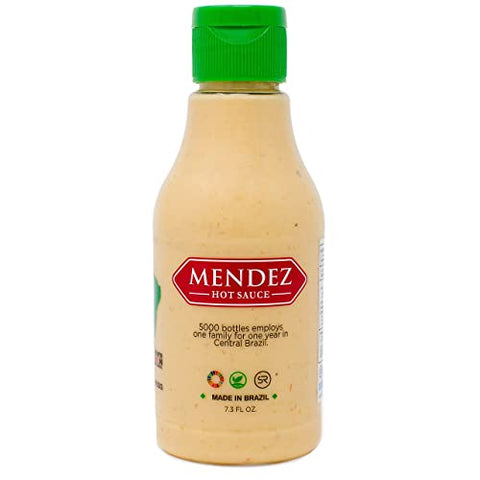 Mendez Hot Sauce - Mild - Molho de Pimenta Cremoso - Imported from Brazil - Low Carb - Delicious Flavor - Creamy Texture - Low Sodium & Sugar-Free - Gourmet Vegan - Paleo & Keto Friendly - Ideal On Burgers, Eggs, Salad, Pizza