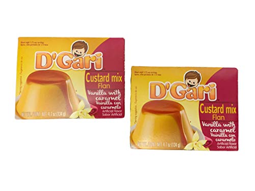 D Gari pack of 2 Flan 4.7oz, Prepare with milk, Quick Snacks, Vanilla Dessert, Gelatin, Mix, Mexico, Powder