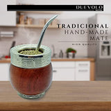 DUEVOLO Yerba Mate Gourd ( Mate Cup ) - Uruguayan Mate - Includes Stainless Steel Bombilla. - Mate Imperial - Mate Cup and Bombilla Set. - Wood Mate (Guarda Rupestre)