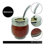 DUEVOLO Yerba Mate Gourd ( Mate Cup ) - Uruguayan Mate - Includes Stainless Steel Bombilla. - Mate Imperial - Mate Cup and Bombilla Set. - Wood Mate (Guarda Rupestre)