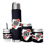 MATE River Plate Eco Leather Complete Set to Drink Yerba Mate Kit All Accesories Included: – Containers – Gourd (Cup) – Bombilla (Straw) – Thermos – Bag, White, Red, 34 X 23 X 12
