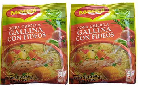 MAGGI Sopa Criolla Gallina con Fideos 60 gr. - 2 Pack / Chicken Noodle Soup 2.1 oz. - 2 Pack