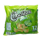 CHOCLITOS Sabor Limon 12 Packs de 27 grs c/u - Corn Chips Lime Flavor 12 Packs of 95 oz each.