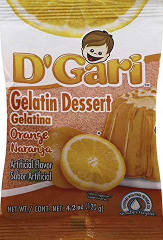 D GARI Gelatin Mix Regular Sugar Level Plastic Bag, 735257013151, Orange, 4.2 Ounce