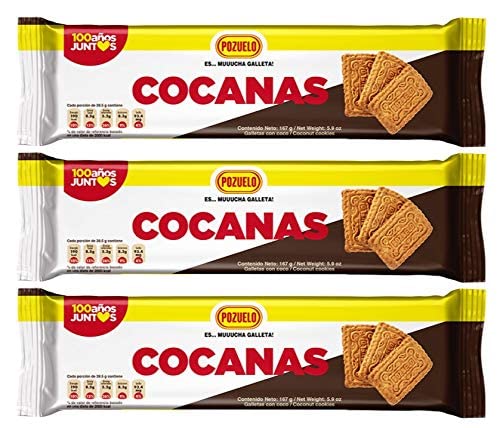 Pozuelo Cocanas Cookies | Coconut Cookies | Fresh & Crunchy | Great Dessert | 5.89 Oz (Pack of 3)