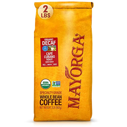 MAYORGA COFFEE SWISS WATER DECAFFEINATED CAFÉ CUBANO ROAST, 2lb Bag, the World's Smoothest Organic Coffee, Specialty-Grade, Non-GMO, Kosher, Direct Trade, 100% Whole Arabica Beans