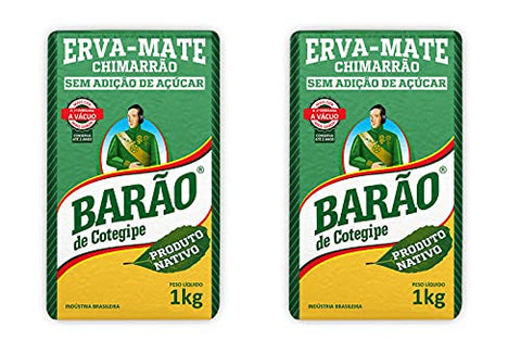 Barão de Cotegipe Yerba Mate - Erva Mate Chimarrão Hot or Cold - Tereré Iced Tea Fruity Flavors 2.2Lb 1Kg (Nativa, Pack of 2)