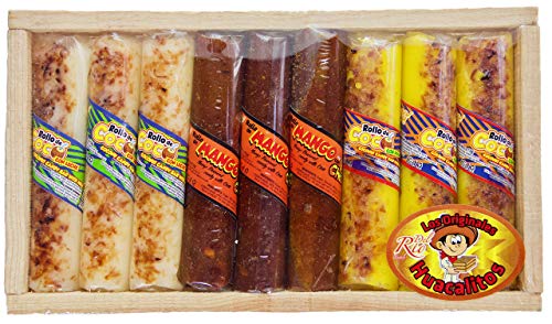 Rollos de Coco-Piña, Mango-Chile, Coco-Leche: Rolls of Coconut-Pineapple, Mango-Chili, Coconut-Milk (18 Rolls)