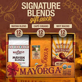 Mayorga Coffee Sampler Gift Pack-3 12oz bags, Cafe Cubano Roast, Mayan Blend, Muy Macho, USDA Certified Organic, 100% Whole Arabica Beans, Non-GMO