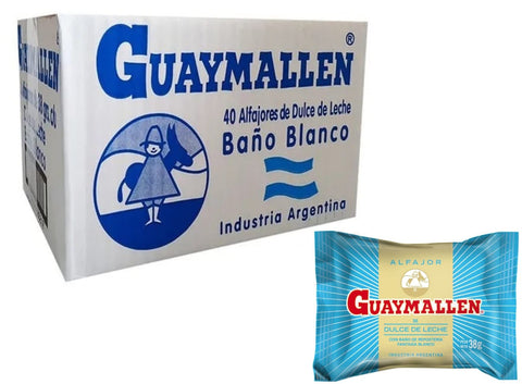 Guaymallen White Chocolate Alfajor with Dulce de Leche Sauce, 38 g / 1.34 oz (Pack of 40)