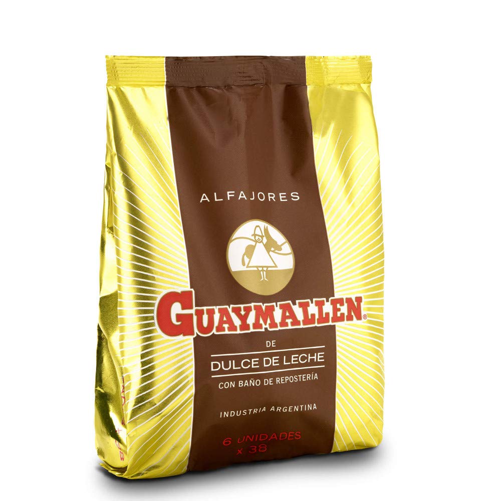 Guaymallen Chocolate Alfajor with Dulce de Leche Sauce, 38 g / 1.34 oz (pack of 6)