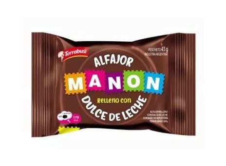 Alfajor Manon filled with dulce de leche and covered with chocolate - 6 pack X 43 gr each - Alfajor Manon relleno con dulce de leche y bañado en chocolate 6 unidades de 43 gramos cada uno