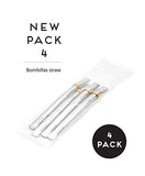 BALIBETOV [NEW] Yerba Mate Stainless Steel Straw - Set of Bombillas for Mate gourd drinking - 6'' long (16 cm) (Silver Stainless Steel Set of 4 Flat Bombillas)