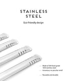 BALIBETOV [NEW] Yerba Mate Stainless Steel Straw - Set of Bombillas for Mate gourd drinking - 6'' long (16 cm) (Silver Stainless Steel Set of 4 Flat Bombillas)