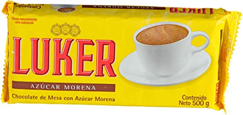 LUKER Chocolate de Mesa con Azucar Morena 500 grs - 0% Cholesterol / Table Chocolate with Brown Sugar 17.6 oz.- 0% Cholesterol