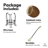 Cebala | Premium yerba mate cup (Mate gourd set) - Mate porongo uruguay - Includes nickel silver bombilla straw and calabash mate cup