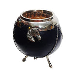 Mate Set (1 Mate Uruguayo Calabaza Pata de Caballo Cuero y Alpaca, 1 Bombilla de Alpaca, Termo Lumilagro Luminox Blanco), Black