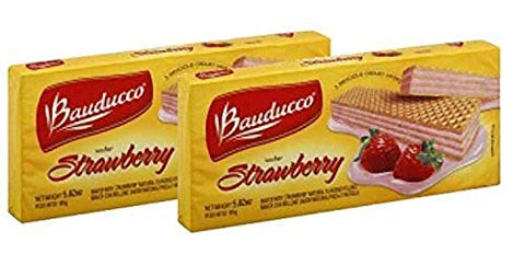 Bauducco - Strawberry Wafer - 5.82 Oz (PACK OF 02) | Biscoito Wafer de Morango - 165g