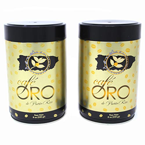 Cafe de Oro de Puerto Rico - Puerto Rican Ground Coffee by Cafe Oro Puerto Rico Inc - 8oz Can (2 Cans)