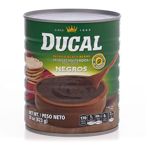 Ducal Black Refried Beans Organic 29 OZ - Instant Vegetarian Refried Black Beans, Non-GMO And Gluten-Free - Excellent Source in Protein And Iron, Cholesterol Free