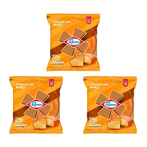 Ponque Ramo Nuez (Pck of 3) Colombian delicious snack cake with Nut flavor mecato colombiano Snack from colombia online Colombian snacks dulce colombiano Colombian food Colombian Candy