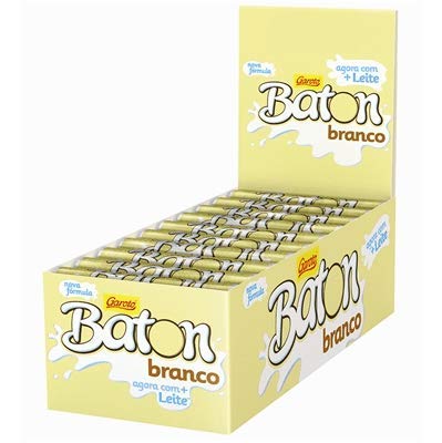 Garoto - Baton - White Cylinder Chocolate Bar - 16.93 Oz (PACK OF 30) | Barras Cilíndricass de Chocolate Branco 30x16g - 480g