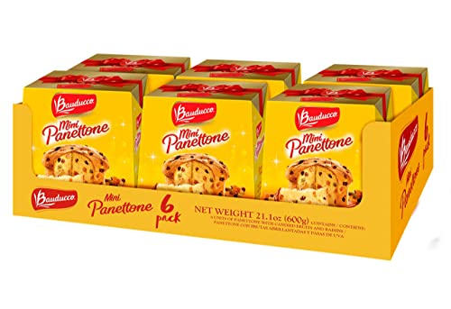 Bauducco Mini Panettone Classic, Moist & Fresh, Traditional Italian Recipe, Holiday Cake, 21.1oz (Pack 6)