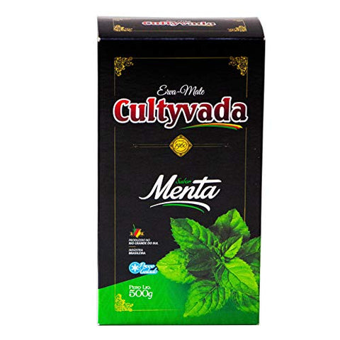 Circle of Drink - Cultyvada Mint (Menta) Chimarrao Erva Mate - Gourmet - Non-Aged - Super Fresh Green Brazilian Yerba Mate - Vacuum Sealed - 1.1 LB - 500g (1 PACK)