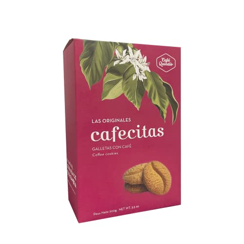 Cafe Quindio Coffee Cookies Cafecitas , Unique Biscuit in Coffee Bean Shape, Made with Quindio Colombian Coffee, Ideal with Coffee & Tea. (Coffee Cookies, 200g / 7 oz)