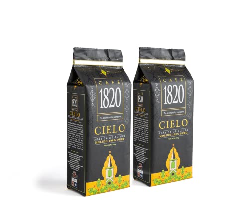 Café 1820 Coffee Cielo Gourmet 100% pure high altitude and very tasty Arabican Ground Coffee Two Pack 12 oz (340g)