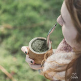 Cebala | Premium yerba mate cup (Mate gourd set) - Mate porongo uruguay - Includes nickel silver bombilla straw and calabash mate cup