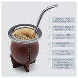 BALIBETOV Premium Yerba Mate Gourd (Mate Cup) - Uruguayan Mate - Leather Wrapped - Includes Stainless Steel Bombilla and Cleaning Brush. (Camionero Burgundy)