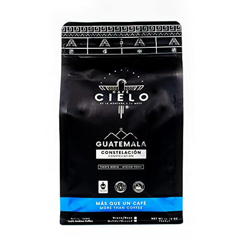 Café Cielo Blend Constellation, The Coffee from Guatemala, 100% Guatemalan Arabica Coffee, Artisanal Cultivation Single Estate Coffee. (Ground, 460g/16.22 oz), enriched with notes of chocolate, walnut and lemon.