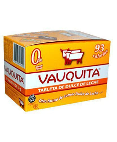 VAUQUITA Tableta de Dulce de Leche 18 Units of 25 grs. Each. (450 grs. ) / Milk Caramel Tablet 18 Units of .88 oz. each. (15.88 oz.)