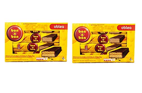 BON O BON Oblea 8 unit Display 216 grs. - 2 Pack / Chocolate Wafer Bar 7.6 oz. - 2 Pack