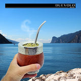 DUEVOLO Yerba Mate Gourd ( Mate Cup ) - Uruguayan Mate - Includes Stainless Steel Bombilla. - Mate Imperial - Mate Cup and Bombilla Set. - Wood Mate (Guarda Rupestre)