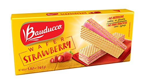 Bauducco Wafer Cookies - Enriched with Strawberry - Crispy Wafers - 3 Creamy Layers - No Artificial Flavors, 5.82 oz