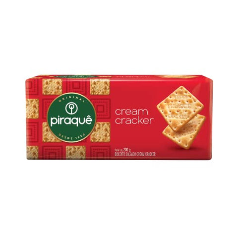 Piraque Cream Cracker Cookie 7.05 oz | Piraque Biscoito Cream Cracker 200g Pack 2