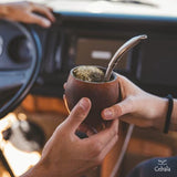 Cebala | Premium yerba mate cup (Mate gourd set) - Mate porongo uruguay - Includes nickel silver bombilla straw and calabash mate cup