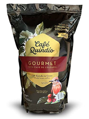 Cafe Quindio Gourmet Coffee, Medium Roast 100% Colombian Arabica Excelso Coffee, Artisanal Cultivation Single Estate Coffee (Whole Bean 88oz /5 lb)