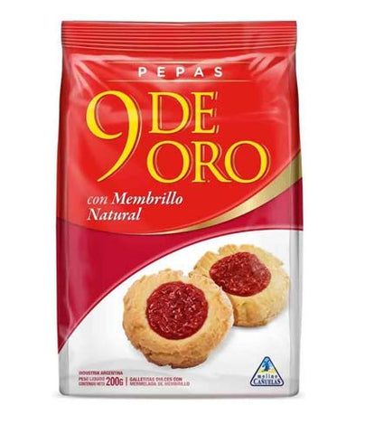 9 DE ORO Pepas con Membrillo 200 grs. / Cookies Filled with Quince Jelly 7.05 oz.