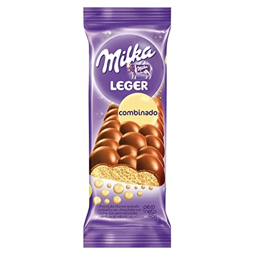 MILKA Leger Combinado Chocolate Blanco Aireado Cubierto con Chocolate con Leche 45 gr. 3 PACK | White Chocolate Covered with Chocolate Milk 1.58 oz.