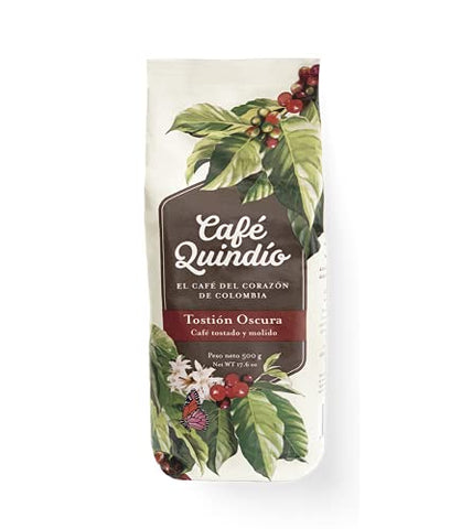 Cafe Quindio Traditional Dark Roast Ground Coffee. The Coffee from The Heart of Colombia, 100% Colombian Arabica Coffee, Artisanal Cultivation Single Estate Coffee. (500g/17.6 oz)