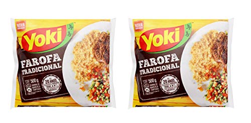Yoki Seasoned Cassava Flour Oz Farofa De Mandioca Pronta Temperada 500g Pack, 17.6 Ounce, (Pack of 2)