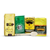 Deluxe Puerto Rican Coffee Selection | Premium Pack of 4 - 8oz Assorted Ground Coffee | Cafe Lareno, Cafe Oro, Cafe Borinquen Cafe Yaucono | Includes El Pantry Coffee Wooden Spoon