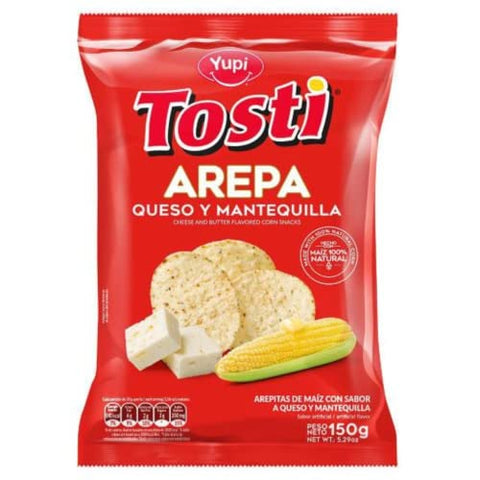 Tostiarepas (24 pack) an Arepa Colombian snacks Cheese and Butter Corn Snacks colombian snack online mecato colombiano Colombian food products