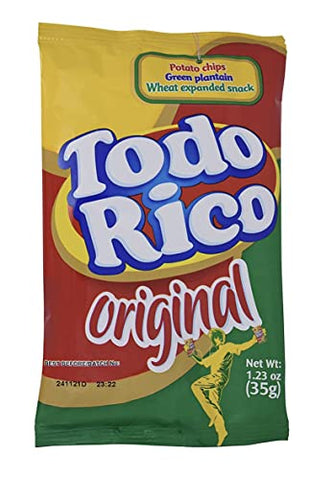 SUPER RICAS flavored potatoe chips , plantain chips. Assorted styles. (Todo Rico Original, 12 units)