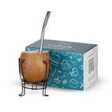 Cebala | Premium yerba mate cup (Mate gourd set) - Mate porongo uruguay - Includes nickel silver bombilla straw and calabash mate cup