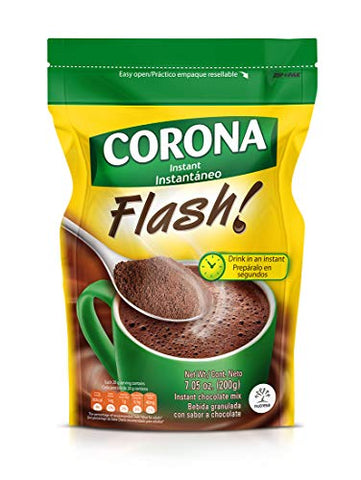 Corona Flash Instant Drink Mix | Amazing Texture & Flavor | 100% Pure Cocoa | Enjoy Anytime | 7.05 Ounce (Pack of 1)