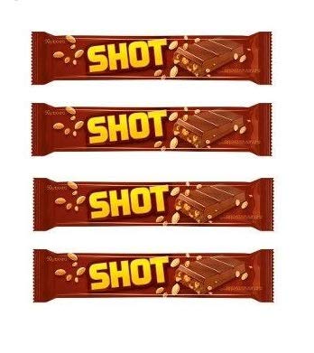 SHOT Chocolate con Leche y Mani 90 grs. - 4 Pack / Milk Chocolate w/ Peanuts 3.17 oz. - 4 Pack.